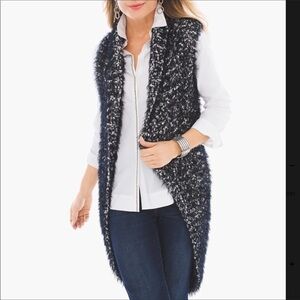 Chico’s Cozy Texture Terri black sweater vest Size Large